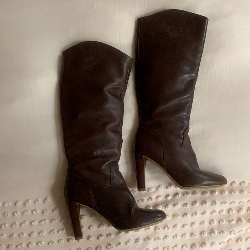 Zara Dark Brown Chocolate Leather Boots, size 8 US / 39 EU - Picture 3 of 12
